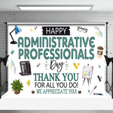 Aperturee - Aperturee Green Thank You Administrative Professionals Backdrop